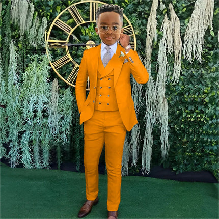Fashionable Boys Suit Set 3 Pieces Jacket Vest Pants Banquet Party Outfit Elegant Children's Tuxedo Wedding Guest Clothes 2-20T