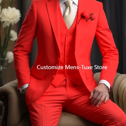 Elegant Wedding Men's Suits  Blazer Slim Fit 3 Pcs Jacket Pants Vest Luxury Costume Homme Formal Party Male Clothing