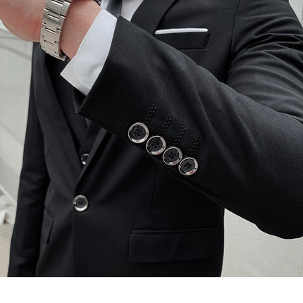 Suit (Blazer+vest+pants) Fashionable and Formal Outdoor Gentleman Solid Color Men's Business Wedding Host Gentle Three-piece Set