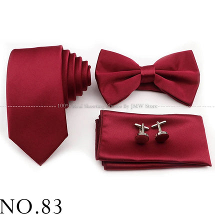Hot Sale Purple Pink Sage Green Tie Set Polyester Necktie Bowtie Cufflink Brooch For Groom Suit Wedding Cravat Shirt Accessory