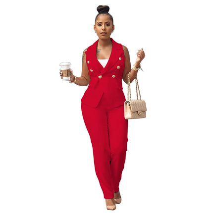 Blue Luxury Designer 2 Piece Set Outfits Black Office Suit for Women 2023 Button Up Blazer Long Pants Suit Top Blazer Set Women