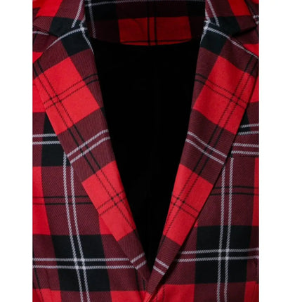Men's red striped long-sleeved suit jacket with two buttons, fashionable and casual, comfortable and breathable