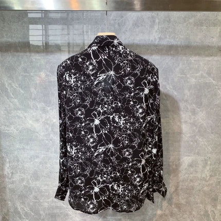 New Hong Kong Style Long Sleeved Shirt for Men, Thin and Trendy Korean Printed Shirt, All Match Printing Popularity Top