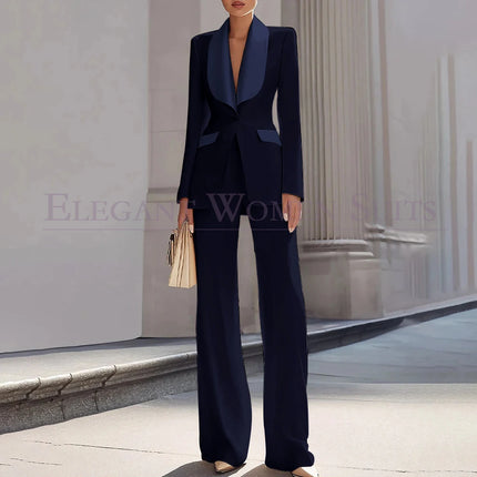 Customzied Women's Suits Blazer Luxury One-Button Shawl Lapel Slim Fit 2 Piece Jacket Pants Sets Evening Female Clothing Outfits
