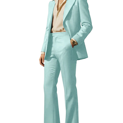 Men's Retro Wide Leg Suit 2PCS Suit Blazer and Flared Pants Fashion Streetwear Wedding Prom Party Business Jacket Tuxedo Outfit