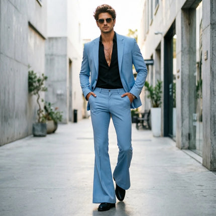 Men Suits With Wide Legged Pants Men Modern Flared Leg Suit Set Tailored Casual Blazer for Streetwear Daily Wear 2 Pieces Custom
