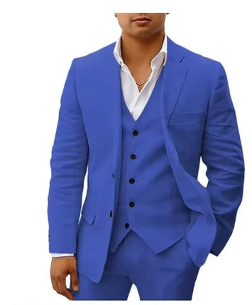 3 piece Linen Summer Men Suits for Wedding Groom Tuxedos 2026 Casual Beach Custom Man Suit Set Jacket Vest with Pants Man Fahion