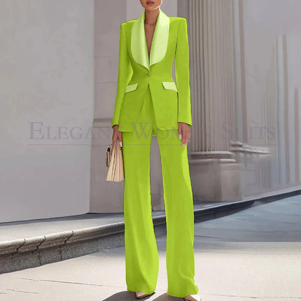 Customzied Women's Suits Blazer Luxury One-Button Shawl Lapel Slim Fit 2 Piece Jacket Pants Sets Evening Female Clothing Outfits