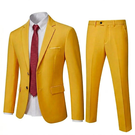 ( Blazer + Pants ) Men's 2 Piece Suit  Random Tie Included, Wedding & Business Dinner Male Formal Menswear Prom & Office Wear