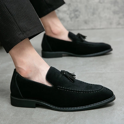 New British Designer Suede LeatherTassel Casual Shoes for Men Purple Blue Brown Moccasins Wedding Prom Homecoming Party Footwear