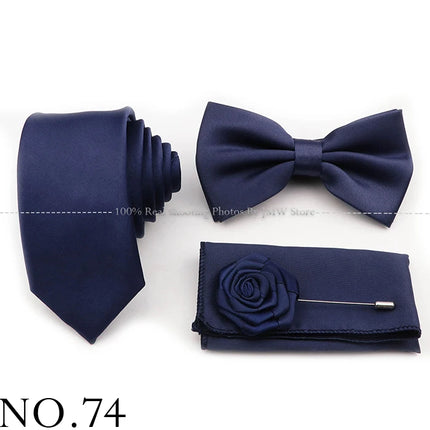 Hot Sale Purple Pink Sage Green Tie Set Polyester Necktie Bowtie Cufflink Brooch For Groom Suit Wedding Cravat Shirt Accessory