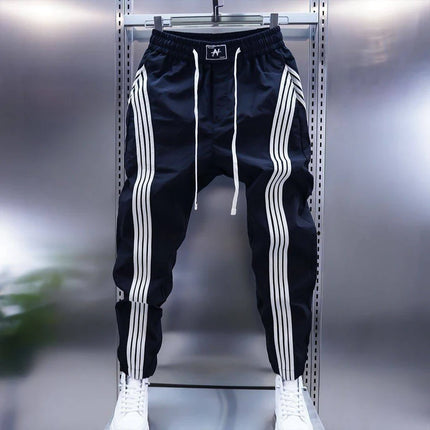 Trendy Mens Casual Pants Spring Summer Slim Fit Sports Harlan Trousers Elastic Waist Cargo kets Straight Leg Faion Brand