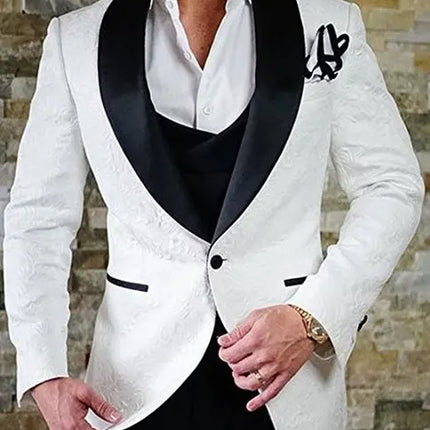 Men's Wedding Suit 2023 Italian Design Custom Black Smoking Tuxedo Jacket 3-piece Set (coat Vest Pants) Men's Groom Terno Suit