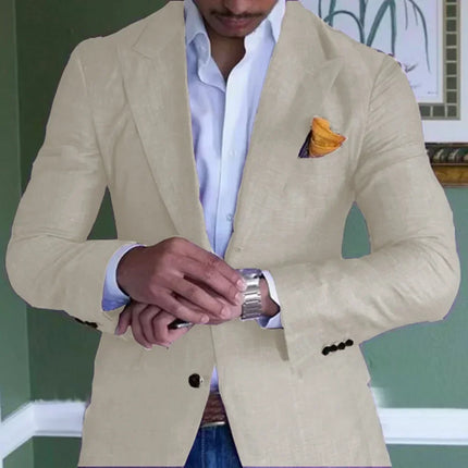 Men's Custom Green Linen Suit Jacket Summer Beach Wedding Groomsmen Only Jacket for Men