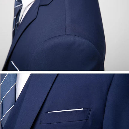 ( Blazer + Pants ) Men's 2 Piece Suit  Random Tie Included, Wedding & Business Dinner Male Formal Menswear Prom & Office Wear
