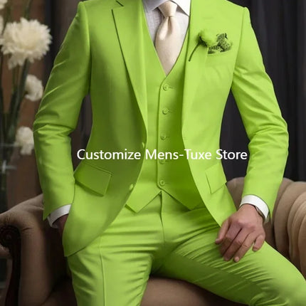 Elegant Wedding Men's Suits  Blazer Slim Fit 3 Pcs Jacket Pants Vest Luxury Costume Homme Formal Party Male Clothing