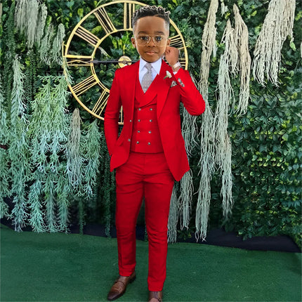 Fashionable Boys Suit Set 3 Pieces Jacket Vest Pants Banquet Party Outfit Elegant Children's Tuxedo Wedding Guest Clothes 2-20T
