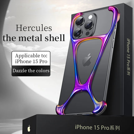 Alloy Bare Metal Feel Phone Case For Iphone 13 14 15 16 Pro Max Metal Frameless Heat Dissipation Phone Cover For IPHON 16 Promax