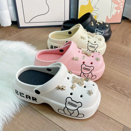 10cm Women's Cave Shoes Thick Bottom High Heels Garden Shoes Summer Anti-slip Cartoon Accessories Sandals Beach Slippers
