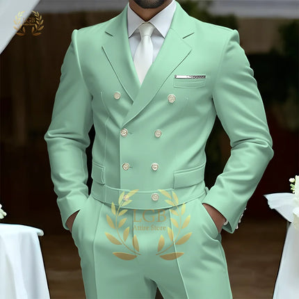 Men's 2-Piece Formal Suit, Double-Breasted Exquisite Buttons, Suit + Trousers, High-End Ceremonies Use
