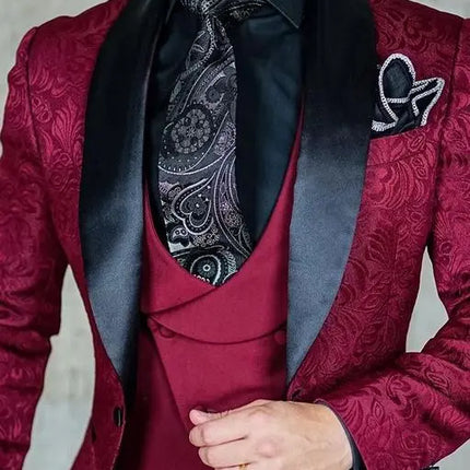 Men's Wedding Suit 2023 Italian Design Custom Black Smoking Tuxedo Jacket 3-piece Set (coat Vest Pants) Men's Groom Terno Suit