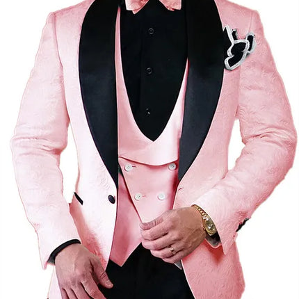 Men's Wedding Suit 2023 Italian Design Custom Black Smoking Tuxedo Jacket 3-piece Set (coat Vest Pants) Men's Groom Terno Suit