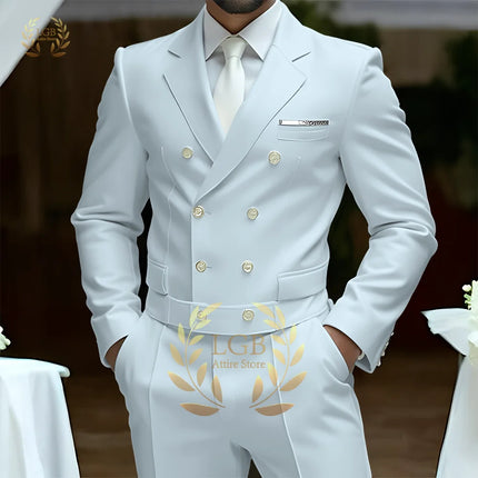 Men's 2-Piece Formal Suit, Double-Breasted Exquisite Buttons, Suit + Trousers, High-End Ceremonies Use