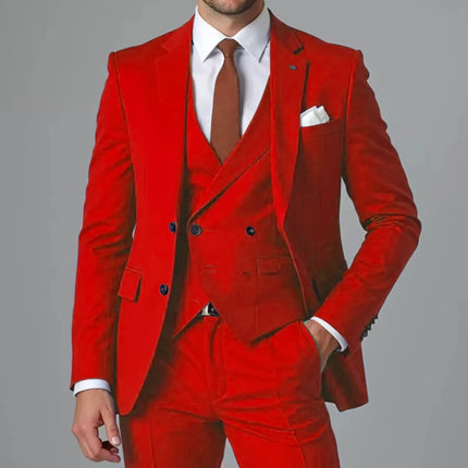 Men Suit 3 Pieces Royal Blue With Lapel Solid For Wedding Banquet Birthday Party Business Work Daily Jacket Vest With Pants