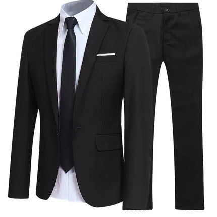 Mens Suit Set Business Casual Blazer Groom Groomsmen Wedding Tuxedo Two Piece Formal Office Wear Party Suit