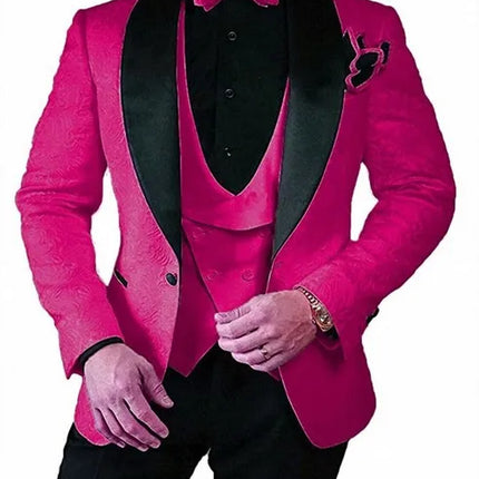 Men's Wedding Suit 2023 Italian Design Custom Black Smoking Tuxedo Jacket 3-piece Set (coat Vest Pants) Men's Groom Terno Suit