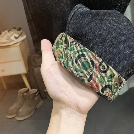 Trendy Embroidered Slim Fit Men's Jeans Spring Autumn New Style Zipper Long Casual Pants Youth Versatile Wear Resistant