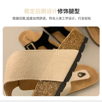 Women's Classic Buckle Strap Birken Slippers 2025 Summer New Design Brand Soft Cork Sandals Ladies Comfort Beach Flip Flop Shoes