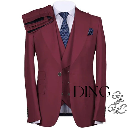 Men's Suits Regular Fit 3 Piece Single Breasted Prom Tuxedos Business Jacket Blazer+Vest+Pants Wedding