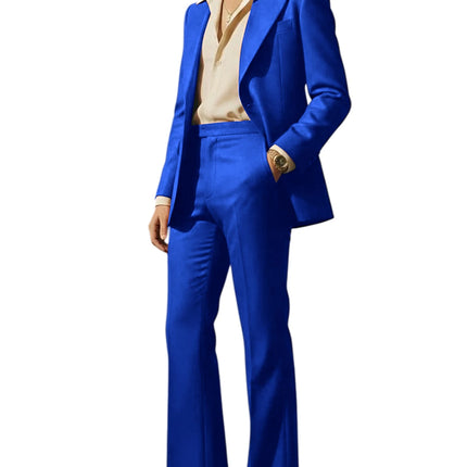 Men's Retro Wide Leg Suit 2PCS Suit Blazer and Flared Pants Fashion Streetwear Wedding Prom Party Business Jacket Tuxedo Outfit