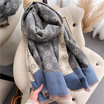 2025 Brand Warm Cashmere Poncho Shawl Scarf Luxury Print Thick Pashmina Winter Blanket Wraps Bufanda Casual Hijab Stoles Echarpe