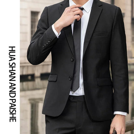 Suit (Blazer+ Trousers) Men's Casual Formal Business Gentleman Solid Color Hosting Four Seasons Slimming Wedding Fashion Suit
