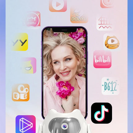 Portable 360°Rotation Auto Face Tracking Gimabl Tripod AI Smart Shooting Phone Holder for Live Vlog Streaming Video Selfie Stick