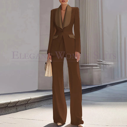 Customzied Women's Suits Blazer Luxury One-Button Shawl Lapel Slim Fit 2 Piece Jacket Pants Sets Evening Female Clothing Outfits