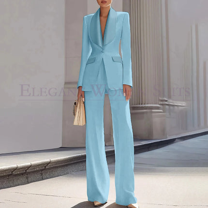 Customzied Women's Suits Blazer Luxury One-Button Shawl Lapel Slim Fit 2 Piece Jacket Pants Sets Evening Female Clothing Outfits