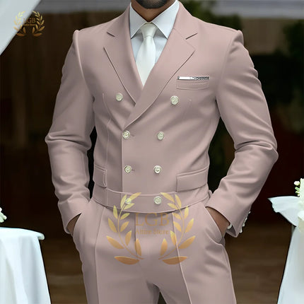 Men's 2-Piece Formal Suit, Double-Breasted Exquisite Buttons, Suit + Trousers, High-End Ceremonies Use