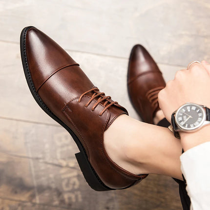Men Dress Pointed Derby Shoes Luxury Business Social Suits Quality Handmade Fashion Wedding Shoes for Man 2024 New Formal Shoes