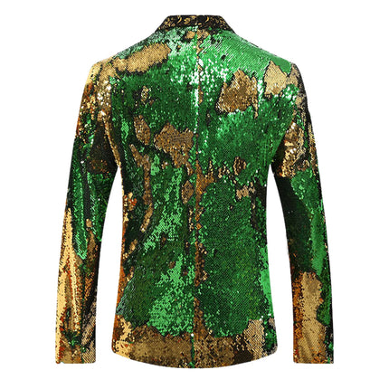 Men's Suit Jacket Shiny Sequins Shawl Collar Suit Cosplay Men Wedding Groom Singer Dance Glitter Suit Jacket Dj Club Stage Gown