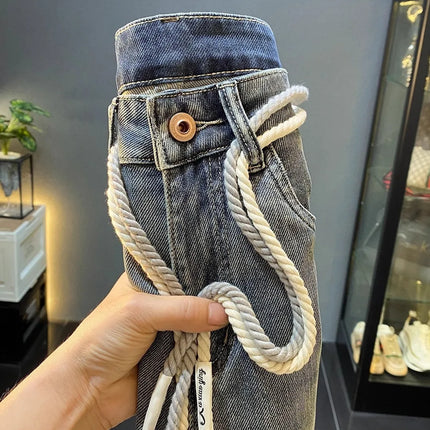 High-End Men's Slim Straight Leg Jeans Casual Print Comfortable Long Trousers Fashionable Trendy Youth Popular Autumn New Arr...