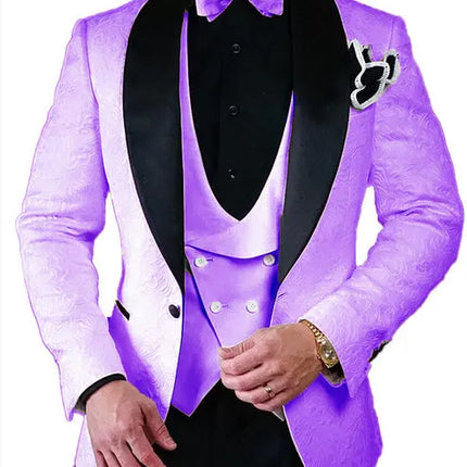 Men's Wedding Suit 2023 Italian Design Custom Black Smoking Tuxedo Jacket 3-piece Set (coat Vest Pants) Men's Groom Terno Suit