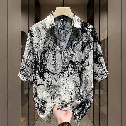 Elegant Fashion Harajuku Slim Fit Ropa Hombre Loose Casual Sport All Match T-shirts Printed Thin Style Short Sleeve Polo Shirts