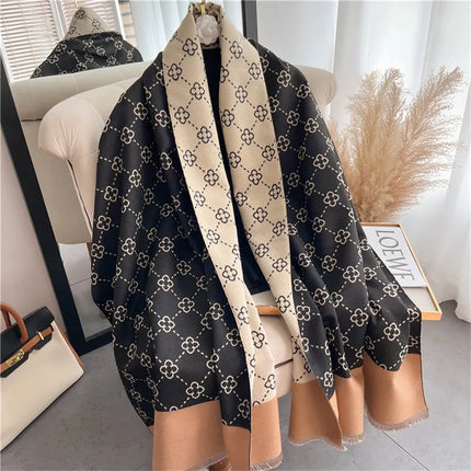2025 Brand Warm Cashmere Poncho Shawl Scarf Luxury Print Thick Pashmina Winter Blanket Wraps Bufanda Casual Hijab Stoles Echarpe