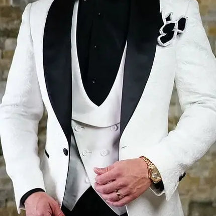 Men's Wedding Suit 2023 Italian Design Custom Black Smoking Tuxedo Jacket 3-piece Set (coat Vest Pants) Men's Groom Terno Suit