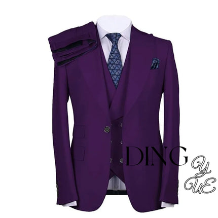 Men's Suits Regular Fit 3 Piece Single Breasted Prom Tuxedos Business Jacket Blazer+Vest+Pants Wedding