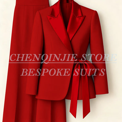 Customzied Women's Suits Blazer Fashion Peak Lapel Skinny Office Lady Outfits Formal Female 2 Piece Jacket Pants Full Sets
