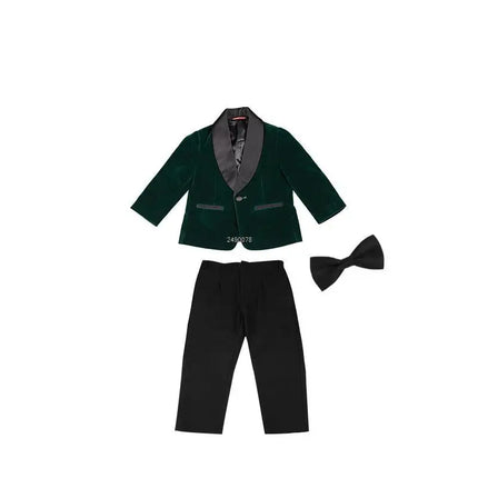 Kids 1 Year Birthday Dress Baby Boys Velvet Blazer Jacket Pants Photograph Suit Children Formal Wedding Performance Evening Wear